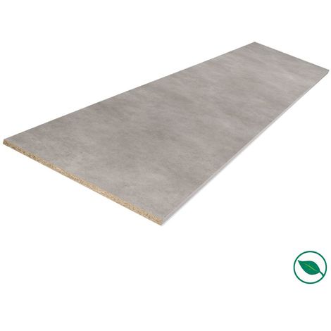 Forestea – Tablette mélaminée béton alu 2500 x 400 x 18 mm – Label PEFC 75% – Chants non revêtus pour finition soignée
