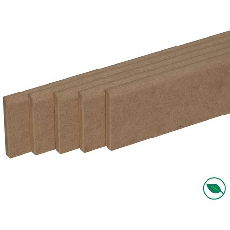 Pack promotionnel de 5 plinthes MDF brut 2000 x 57 x 9 mm - PEFC 70%.