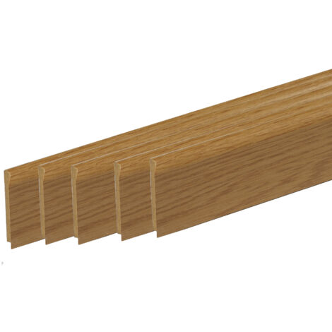 Pack promotionnel de 5 plinthes MDF revetu chêne bord arrondi 2000 x 68 x 9 mm .