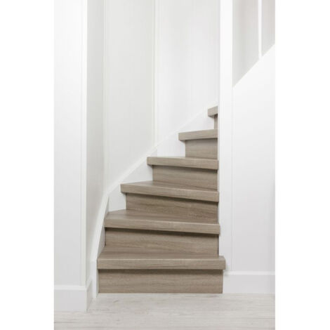Profilé de transition rénovation d'escalier stratifié chêne gris 1300 x 56 x 12 mm - PEFC 70%