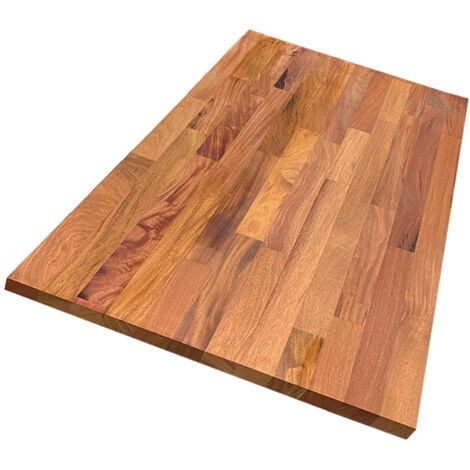 Plan de travail acajou massif huilé lamellé collé abouté 2000 x 650 x 36 mm - FSC 100%