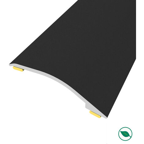Forestea – Barre de seuil adhésive aluminium noir – Longueur 90 cm – Largeur 3,8 cm – Rattrapage de niveau 3-12 mm – Installation facile sans accessoires