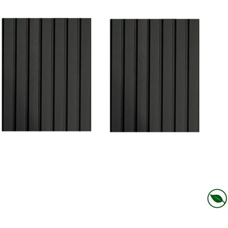 Lot de 2 demi-panneaux mural décoratif lamelles MDF noir sur fond noir 1250 x 287 x 20 mm-0,72 M2 PEFC 70%