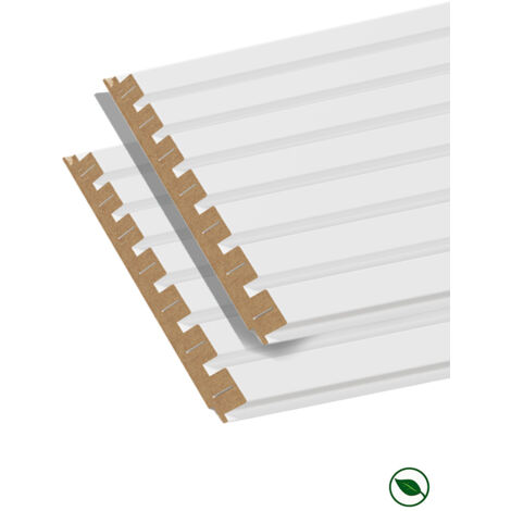 Forestea – Lot de 2 demi-panneaux décoratifs muraux MDF blanc à peindre – Dimensions 1250 x 287 x 20 mm – Surface 0,72 m² – Label PEFC 70%