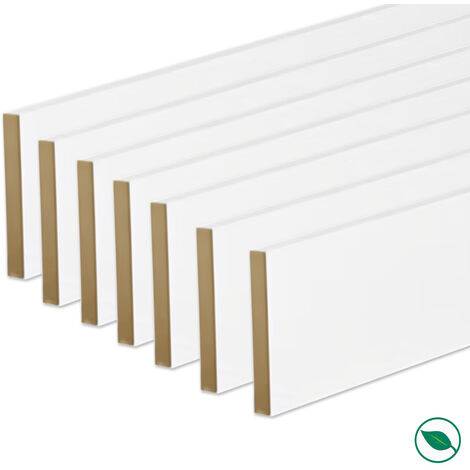 Pack de 7 plinthes bord carré MDF revêtues blanc 2200 x 120 x 12 mm PEFC 70%
