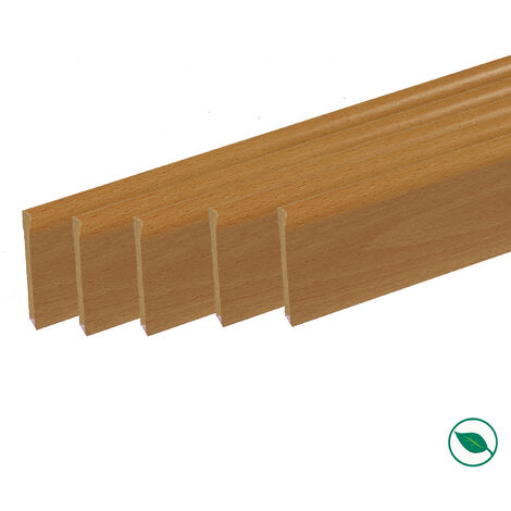 Forestea – Lot de 5 plinthes MDF bord arrondi revêtues hêtre 2000 x 68 x 9 mm – Label PEFC 70% – Pour finitions impeccables (1/2)