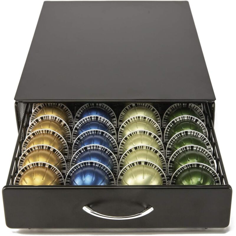 Panier à Capsules De Café En Métal Design Tasse - Organisateur Dosettes Grande Capacité Noir - Accessoire Café Vintage