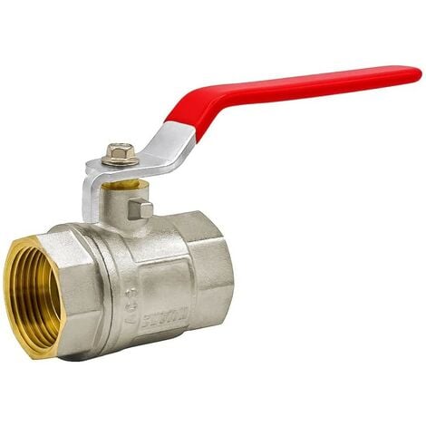 Válvula esfera de latón 3/4” PN-16, mango de acero color rojo.  Offre exclusive