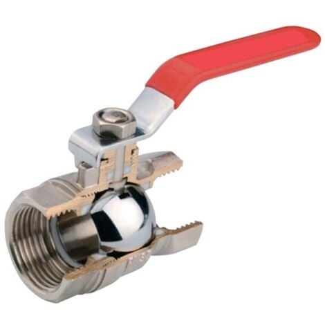 Válvula esfera de latón 3/4” PN-16, mango de acero color rojo.  Offre exclusive
