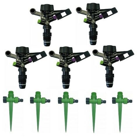 Pack de 5 arroseurs d'irrigation circulaires 1/2" plus 5 pointes porte-arroseurs.  Offre exclusive (1/4)
