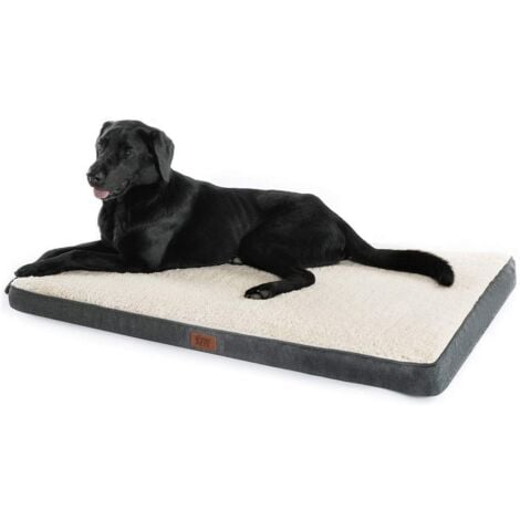 Grand lit orthopédique pour chien gris et blanc - Matelas lavable avec mousse 91x68x7,6 cm  Offre exclusive