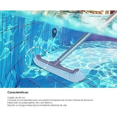 BROSSE EN PLASTIQUE COURBEE POUR LE NETTOYAGE DE LA PISCINE 45CMS  OFFRE EXCLUSIVE