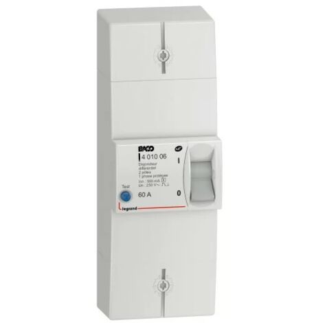 Legrand 401006 Interruptor automático enedis bipolar diferencial 500ma intensidad selectiva 60a no regulable