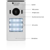 Système d’interphone vidéo Smartwares DIC-22132 – 480p – Écran LCD de 3,5” (8,9 cm) – Caméra panoramique / inclinaison à 15° – Facile à installer – Étanche – 12 mélodies – Vision nocturne – Kit pour 3 appartements - Blanc