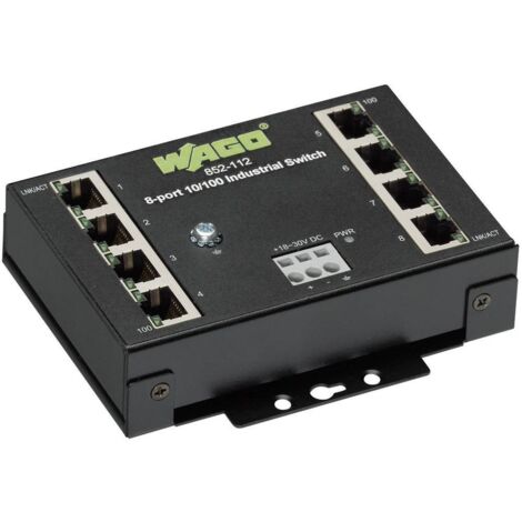 Switch WAGO 852-112, 8 porte, industriale, Fast Ethernet non gestito, guida DIN, RJ45 x 8 (1/2)