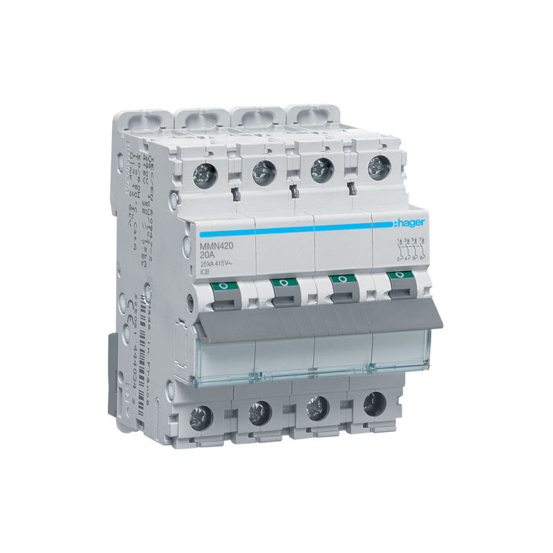 Disjoncteur magnétique 4P 25kA 20A 400V access. indicateur IEC 947-2