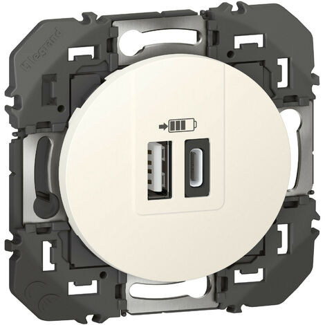 Double chargeur USB 1 Type A + 1 Type C Dooxie Blanc / Legrand