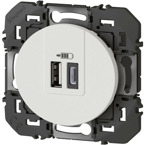 Double chargeur USB 1 Type A + 1 Type C Dooxie Blanc / Legrand