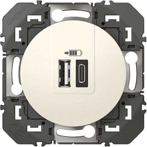 Double chargeur USB 1 Type A + 1 Type C Dooxie Blanc / Legrand