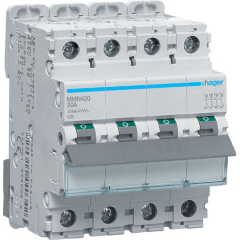 Disjoncteur magnétique 4P 25kA 20A 400V access. indicateur IEC 947-2