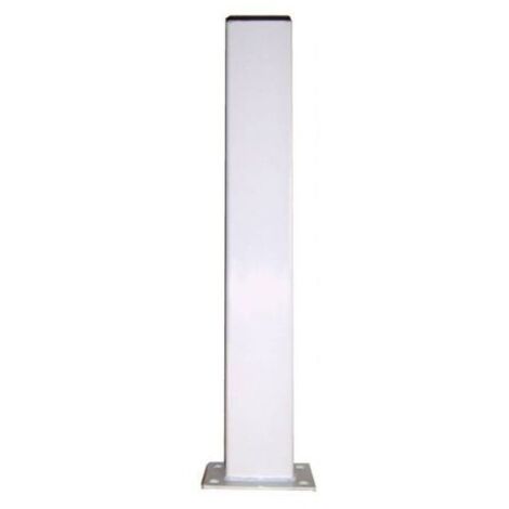 4M – Potelet en acier galvanisé H1500mm – Section 60x40mm – Platine 120x120mm – Couleur blanc 9010 pour délimitation zones publiques