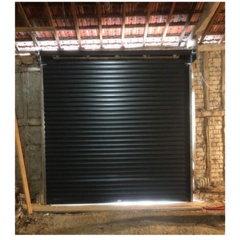4M – Rideau métallique motorisé 220V – Lames pleines 7/10ème – Largeur 4000mm – Hauteur 1500mm – Moteur central avec débrayage intégré - RAL7016