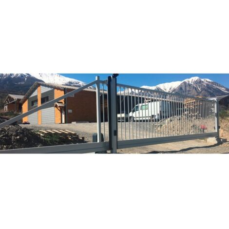 Portail Industriel Autoportant Galvanisé Plastifié L4000 H1500 ARES100 Barreaudé Bleu