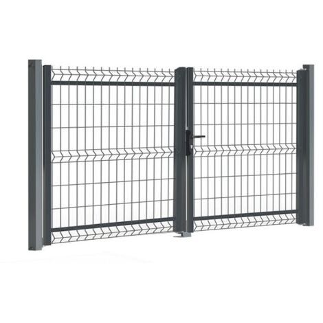 Portail Clôture Maille 200x50 SECUR18-3D L3000 x H1750 Gris RAL7016