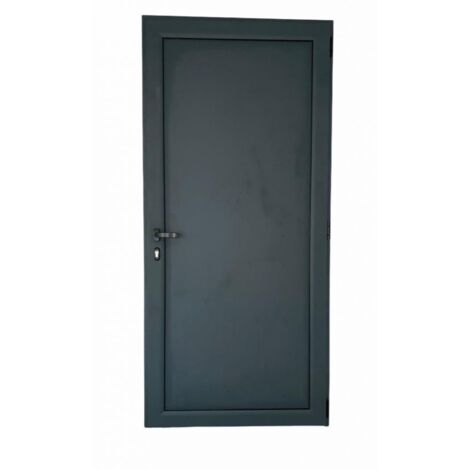 Porte de service Alu 3 points pleine isolée RAL 7016 L900xH2150
