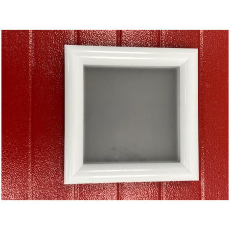 4M – Hublot carré blanc PVC 300x300 mm – Vissage 2 faces – Glace extérieure PMMA sablé 3mm – Fixation par vis VBA 4.2 mm