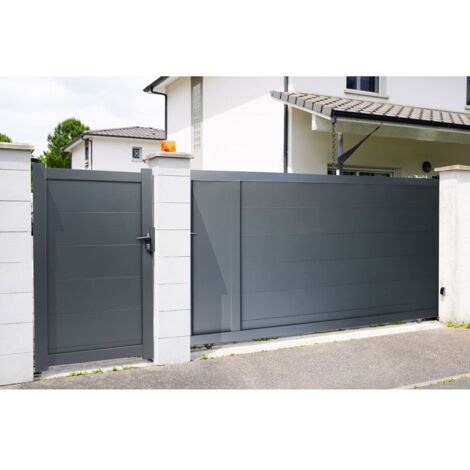 Portail Aluminium Coulissant RAL7016 L3mxH1,70m OSLO (1/4)