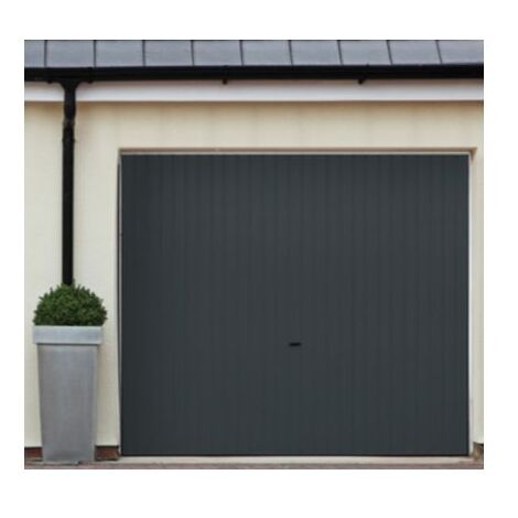 4M – Porte de garage basculante L2400xH2200 – Couleur RAL 7016 – Personnalisable avec portillon et hublots – Pour espaces de rangement optimisés