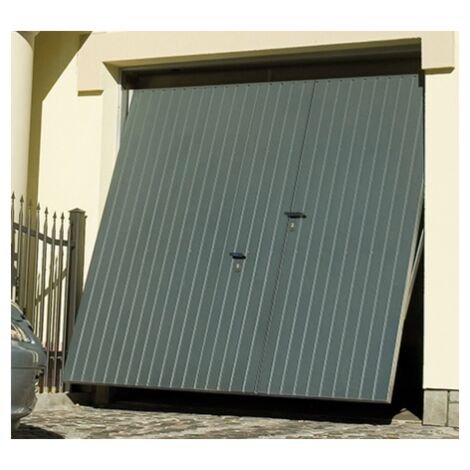 4M – Porte de garage basculante L2200 x H2000 mm – Portillon intégré 810 x 1960 mm – Tôle galvanisée pour sécurité accrue – Manœuvre manuelle