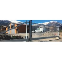 Portail Industriel Autoportant Galvanisé Plastifié L8000 H2000 ARES160 Barreaudé Gris