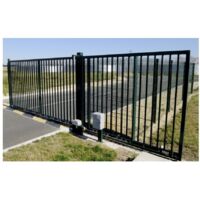 Portail Industriel Coulissant Galvanisé Plastifié L8000 H2200 CENTAURUS120 Barreaudé Gris