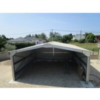 4M – Bâtiment métallique double pente 36m² – Ossature acier galvanisé renforcé – Hauteur faîtage 3809 – Couverture bac acier laqué