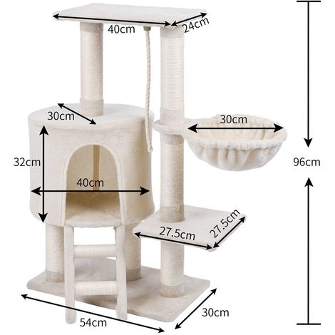 Mc Star Arbre A Chat Griffoir Grattoir 96cm Centre D Activites Avec Escaliers Hamac Et Grotte