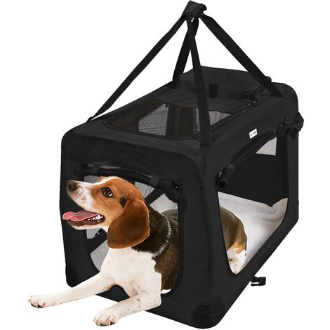 MC Star Sacs de Transport Pour Chien Chat - Portable Pliable Cage de Transport Animal Domestique - XL: 82x58x58cm - Noir - Noir
