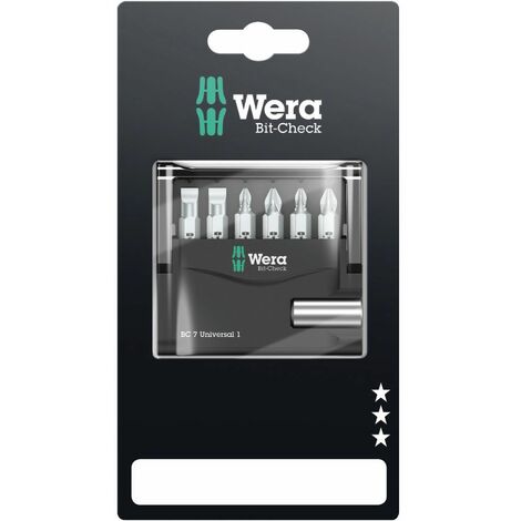 Wera Bit-Sortiment, Bit-Check 7 Universal 1 SB, 7-teilig - 05073406001