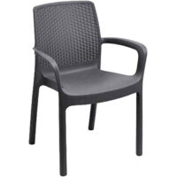 Dmora Ensemble de 4 chaises empilables effet rotin, Made in Italy, couleur anthracite, Dimensions 54 x 82 x 60,5 cm