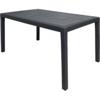 Dmora Table d'extérieur rectangulaire, Structure en résine dure effet rotin, Made in Italy, 150 x 90 x 72 cm, Couleur anthracite