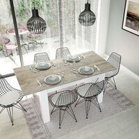 Dmora Table extensible, avec structure blanche et étagère couleur chêne, Dimensions 140 x 78 x 90 cm