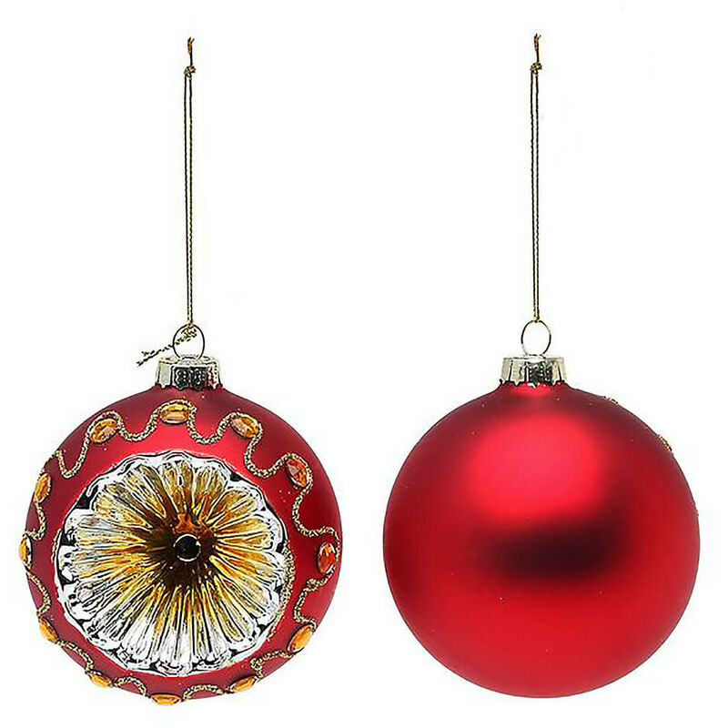 BOLAS DE NAVIDAD CRISTAL ROJO 8 CM 2 PCS 8 CM