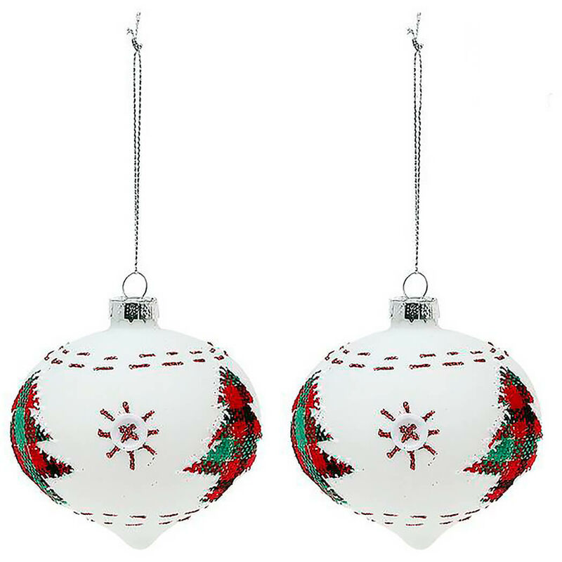 BOLAS DE NAVIDAD OVALADAS BLANCO 8 CM 2 PCS 2 PCS