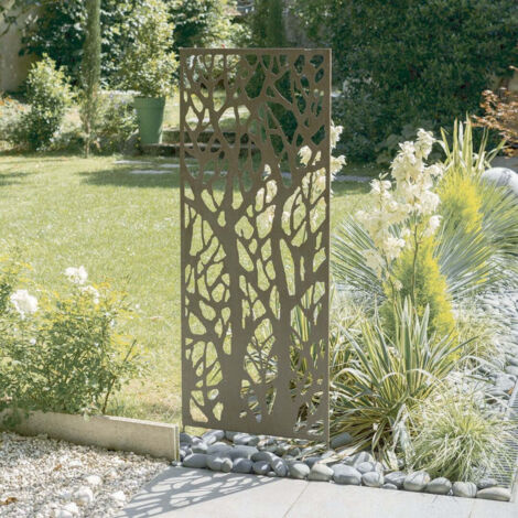 Panel metálico con motivos decorativos/Árboles - 0,60 x 1,50 m - Marrón envejecido Nortene