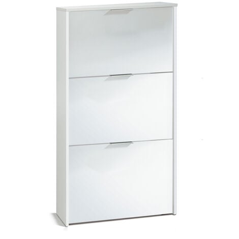 ARMARIO ZAPATERO 3 PUERTAS 113X60X22 CM BLANCO BRILLO