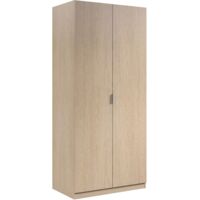 Armario 2 Puertas - Dormitorio Roble Marrón 52x180h cm