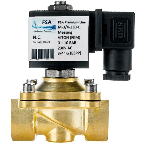 Électrovanne FSA Laiton - NC 1/8-2, Résiste à 150°C, Parfait Pour Installation Eau Chaude