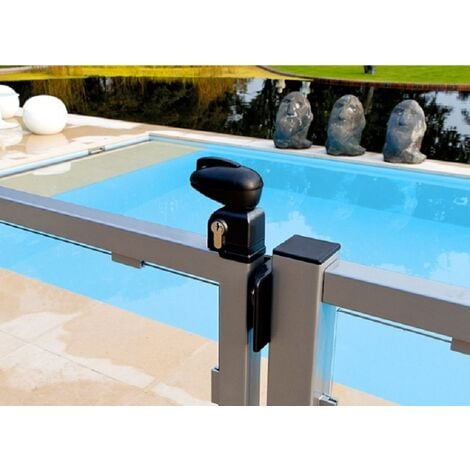 Serrure pour portillon de piscine TWIST40 pour profils de 40mm - Coloris NOIR - LOCINOX -