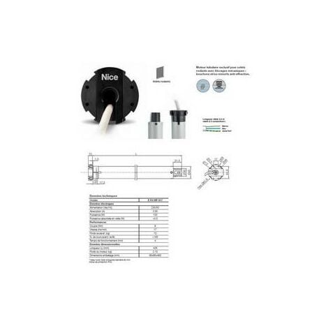 Moteur Era FIT MP Ø45mm, radio 8Nm 17Rpm,max 15kg,fin course électronique NICE